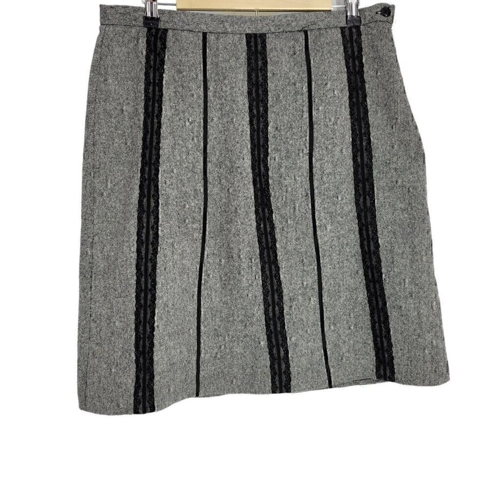 Vintage 90s Kikgirl Kik Wear Skirt Grunge Size 11 Gray skirt black lace stripes